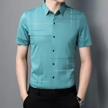 Рубашки с коротким рукавом для мужчин, повседневные летние полосатые деловые мужские рубашки для мужчин M
