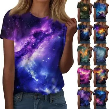 Рубашки с коротким рукавом для женщин, милые топы, футболки с рисунком, блузки, повседневные базовые топы больших размеров, пуловеры XXL