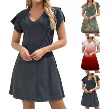 Рубашки с коротким рукавом и оборками от omen, повседневные наряды, модные платья M чёрный