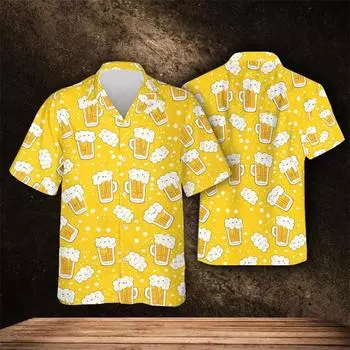 Рубашки с принтом для пивной вечеринки, мужская одежда, летняя, прохладная, для воссоединения, с коротким рукавом, повседневная, для отпуска, женская, пляжная, для напитков, мужские топы S