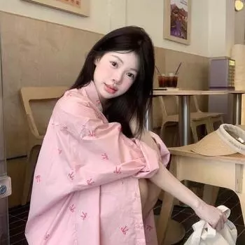 Рубашки с принтом розового банта для женщин, новые милые свободные кардиганы с солнцезащитным кремом, блузки с длинными рукавами и карманами S небесно-голубой