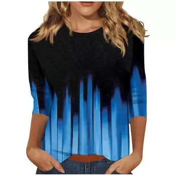 Рубашки с рукавом 3/4 для женщин Милые футболки с графическим принтом Блузки Повседневные топы больших размеров Базовые топы для женщин Женские топы S