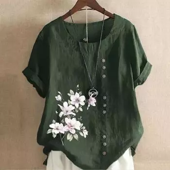 Рубашки с рукавом 3/4 для женщин, милые футболки с графическим принтом, блузки, повседневные базовые топы больших размеров, пуловеры L темно-зеленого