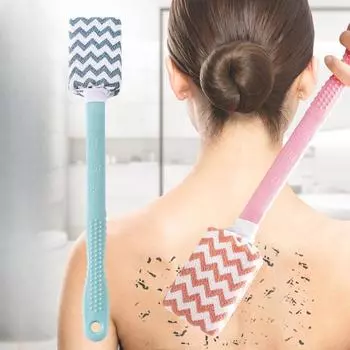 Полотенце для растирания, Щетка для душа с длинной ручкой, Съемная Щетка для душа, Отшелушивающий скраб для спины, Мощное вытирание спины розовый