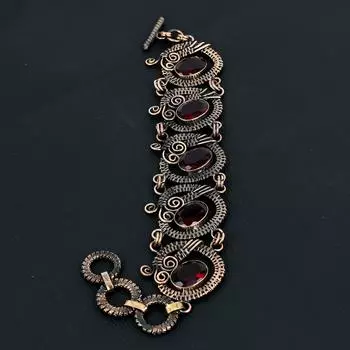 Рубеллит драгоценный камень ручной работы браслет из чистой медной проволоки обернутый ювелирные изделия для женщин 7-8 Inches красный