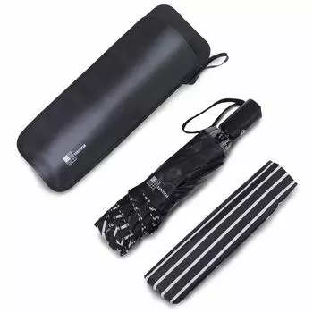 RUBEUSTAN Folding Umbrella for Men and Automatic Reverse Fold White Women, Lightweight, Open/Close, (Black & Stripes)