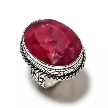 Рубин натуральный драгоценный камень ювелирное изделие кольцо из стерлингового серебра 925 пробы размер 8 T4D34