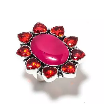 Рубин(Смоделированный), Гранатовый драгоценный камень 925 стерлингового серебра ювелирное кольцо размер 8 n5K99