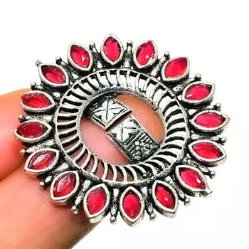 Рубин(Смоделированный) Ювелирное кольцо ручной работы с драгоценным камнем 925 пробы, посеребренное, размер 8