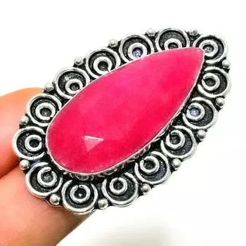 Рубин(Смоделированный) Ювелирное кольцо ручной работы с драгоценным камнем 925 пробы, посеребренное, размер 8,5