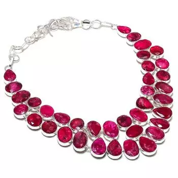 Ювелирное ожерелье из серебра 925 пробы с натуральным рубином 18 дюймов g8y74