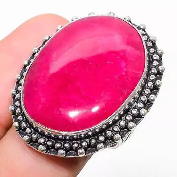 Рубин(Смоделированный) Кольцо с драгоценными камнями ручной работы в подарок на Рождество, размер 8 H8E87