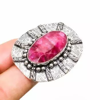 Рубин(Смоделированный) Кольцо с драгоценными камнями ручной работы, посеребренное 925 пробы, размер 7,5