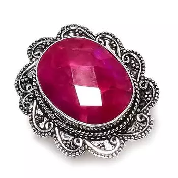 Рубин(Смоделированный) Подарочное кольцо ручной работы из стерлингового серебра 925 пробы с драгоценным камнем, размер 5,5 o7E64