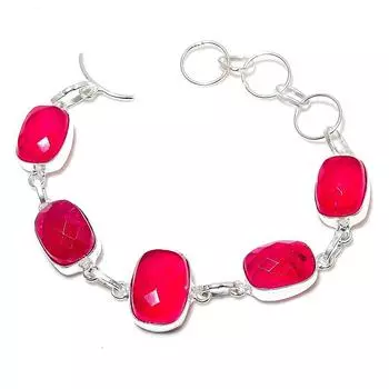 Подарочный браслет ручной работы из стерлингового серебра 925 пробы с натуральным рубином 8 дюймов T5v93