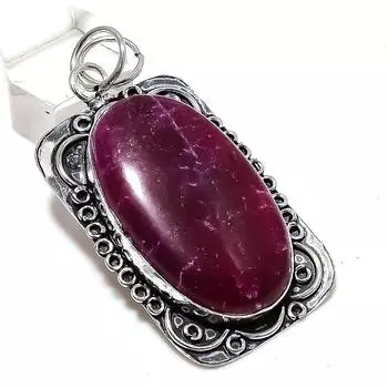 Подвеска из серебра 925 пробы с натуральным драгоценным камнем рубином 2,56 дюйма z2o95