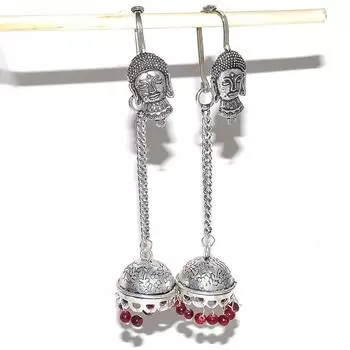 Рубин(Смоделированный) Серьги ручной работы из серебра 925 пробы с драгоценными камнями 3,94 дюйма q2A66