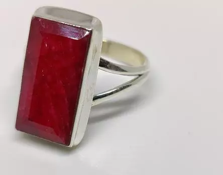 Рубиновое кольцо для женщин, эффектное кольцо, серебро 925 пробы, подарок для нее, форма багета, украшения ручной работы 4.5