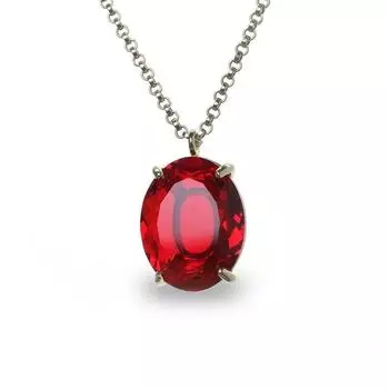 Рубиновое ожерелье для женщин · Овальный кулон ручной работы · Длинный рубиновый кулон · Камень, рожденный в июле, в подарок для нее · Свадебное ожерелье с драгоценными камнями Free Size красный