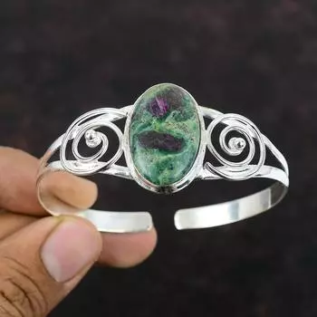 Рубиновый браслет-манжета из стерлингового серебра 925 пробы, настоящий драгоценный камень, ювелирные изделия ручной работы, регулируемый браслет-манжета, подарок для женщин, изысканные ювелирные изделия