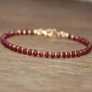 Рубиновый браслет с золотыми бусинами из розового золота или стерлингового серебра золотой