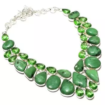 Рубиновый цосит, перидот, лабораторное ювелирное ожерелье из стерлингового серебра 925 пробы, 18 дюймов, n8L48