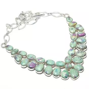 Рубиновый драгоценный камень фуксит ручной работы из серебра 925 пробы, ожерелье 18 дюймов JCN484-113