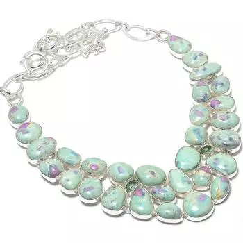 Рубиновый драгоценный камень фуксит ручной работы из серебра 925 пробы, ожерелье 18 дюймов JCN484-114