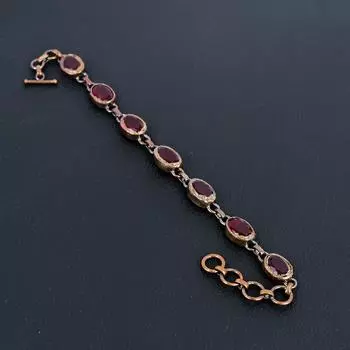Рубиновый драгоценный камень, медь, гальванопластика, ювелирные изделия ручной работы, удивительный браслет для женщин, созданный в лаборатории 8 Inches With Adjustable красный