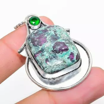 Рубиновый фуксит, диопсид драгоценный камень 925 стерлингового серебра ювелирное изделие кулон 2.17 b5L25