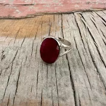 Кольцо с драгоценным камнем, окрашенным в рубин, кольцо из стерлингового серебра 925 пробы, кольцо ручной работы, эффектное кольцо, кольцо в стиле бохо, подарок для нее 6