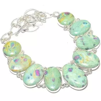 Ruby Fuchsite Gemstone Handmade Ethnic 925 Silver Necklace 18 JCN367-9