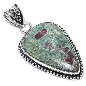 Ruby Fuchsite Lab-Created Handmade 925 Sterling Silver Pendant 2.36 K0w16