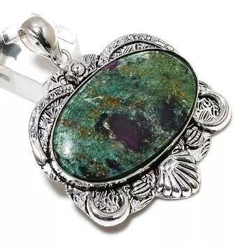 Ruby Fuchsite Lab-Created Handmade 925 Sterling Silver Pendant 2.40 U2P44