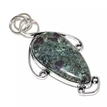 Ruby Fuchsite Lab-Created Handmade 925 Sterling Silver Pendant 2.76 H3N39