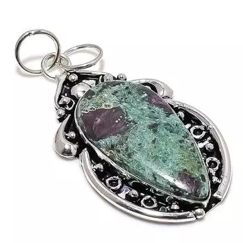 Ruby Fuchsite Lab-Created Handmade 925 Sterling Silver Pendant 2.56 u6J72