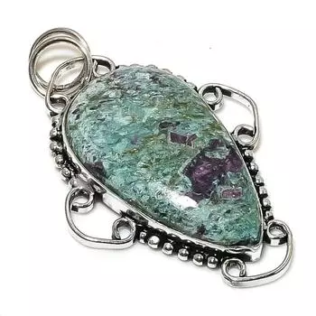 Ruby Fuchsite Lab-Created Handmade 925 Sterling Silver Pendant 2.36 s6O47