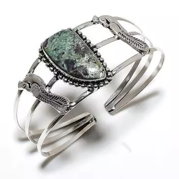 Ruby Fuchsite Lab-Created Handmade 925 Sterling Silver Cuff Bangle r1n52