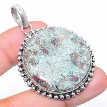 Ruby Fuchsite Lab-Created Handmade 925 Sterling Silver Pendant 1.97 l2d91