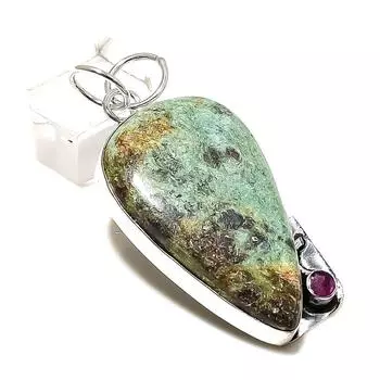 Ruby Fuchsite Lab-Created Handmade 925 Sterling Silver Pendant 2.29 P0o26