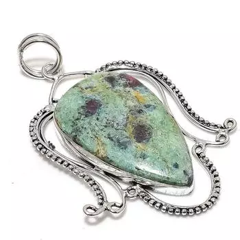 Ruby Fuchsite Lab-Created Handmade 925 Sterling Silver Pendant 3.07 j4P70