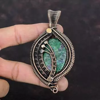 Ruby Fuchsite Pendant Copper Wire Wrapped Gemstone Jewelry Handmade Brand New Pendant Amazing Pendants Copper Wire Wrap Pendant Gift For Him