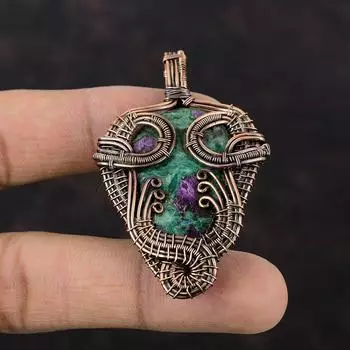 Ruby Fuchsite Pendant Copper Wire Wrapped Pendant Handmade Copper Jewelry Natural Gemstone Pendant Wire Wrap Jewelry Unique Pendant For Gift