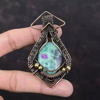 Ruby Fuchsite Pendant Copper Wire Wrapped Pendant Handmade Pendant Gemstone Copper Jewelry Unique Pendant Anniversary Gift Wire Wrap Jewelry