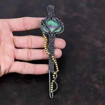 Ruby Fuchsite Pendant Copper Wire Wrapped Pendant Key Pendant Gemstone Jewelry Handmade Antique Pendant Copper Wire Jewelry Anniversary Gift