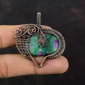 Ruby Fuchsite Pendant Copper Wire Wrapped Pendant Handmade Pendant Copper Wire Wrap Jewelry Gemstone Pendant Gift For Wife Brand New Jewelry