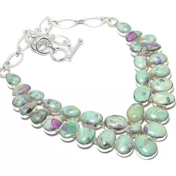 Рубиновый драгоценный камень фуксит ручной работы из серебра 925 пробы, ожерелье 18 дюймов JCN484-112