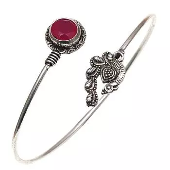 Ruby Gemstone Handmade Silver Jewelry Cuff Bracelets 7 Adjustable