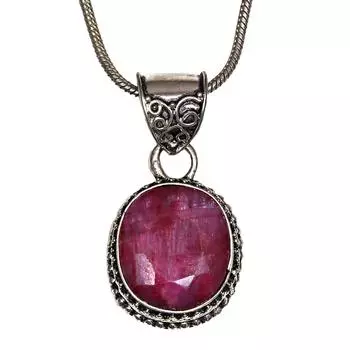 Ruby Gemstone Mother s Day Ethnic Handmade Silver Jewelry Pendant 1.5