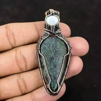 Ruby In Blue Kyanite Copper Wire Wrapped Pendant Gemstone Copper Jewelry Rainbow Moonstone Handmade Jewelry Gift For Him Pendant For Women